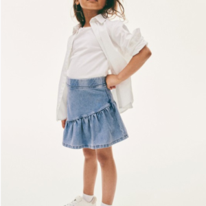 Girls Flounced Denim-Look Skirts